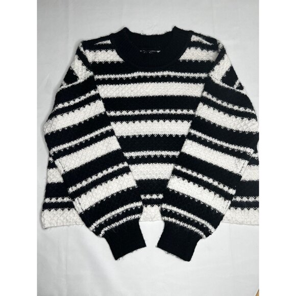 Jessica Simpson Croped Black & White Striped Textured Sweater Large - Picture 6 of 13